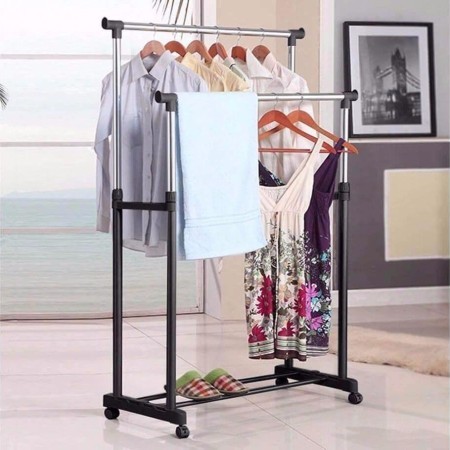 Folding Double Clothes and Shoe Rack