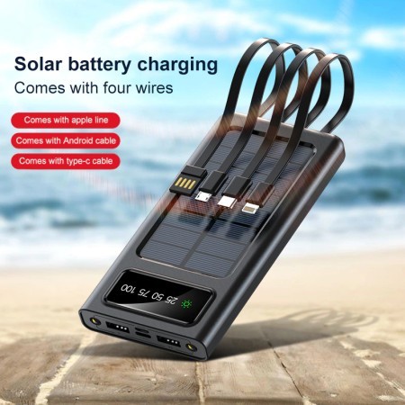 Solar Power Bank 20000mAh External Battery for any Mobile Phone Fast Charger Portable Outdoor Power Bank