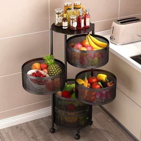 5 Layer 360 degree rotating vegetable shelf Kitchen storage rack. (Round Shape)