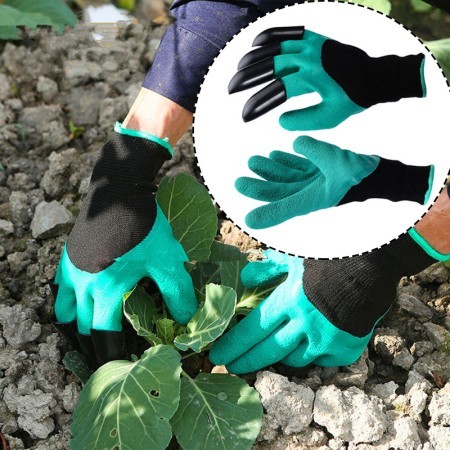 (2 Pcs)Garden work gloves with claws are suitable for planting digging glue dipping waterproof and protective weeding